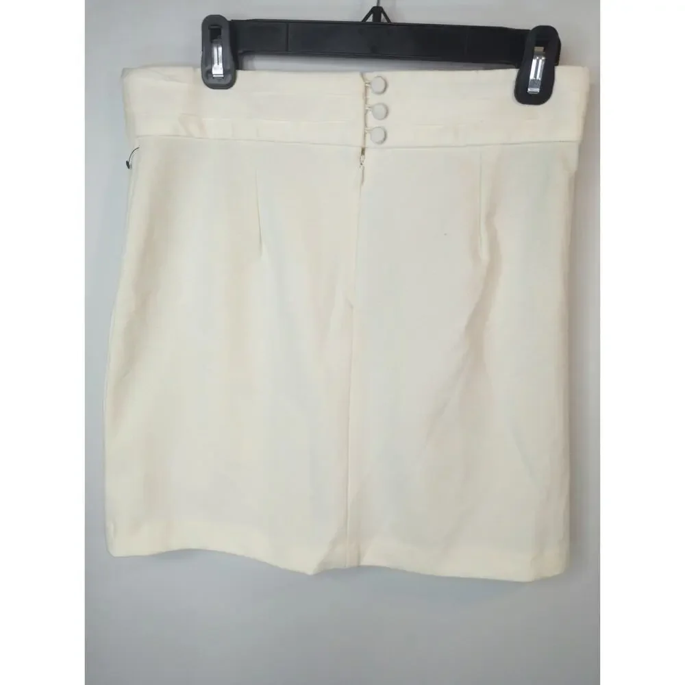 Banana Republic Cream Pleated Mini‎ Skirt Womens 6 Preppy Modest Academia NWT